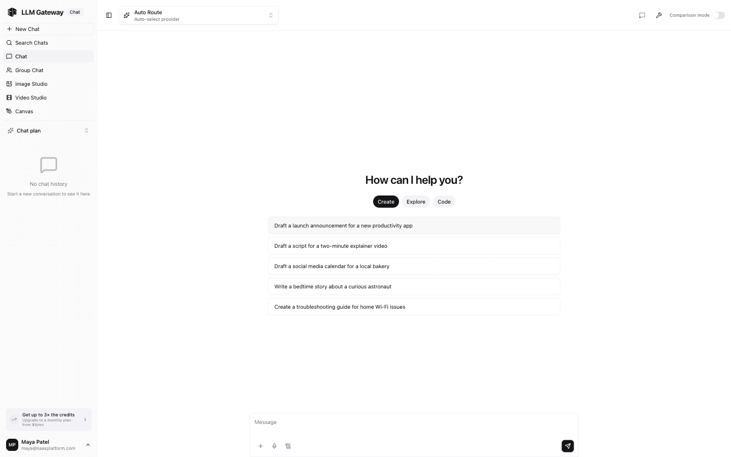 LLM Gateway Chat Playground